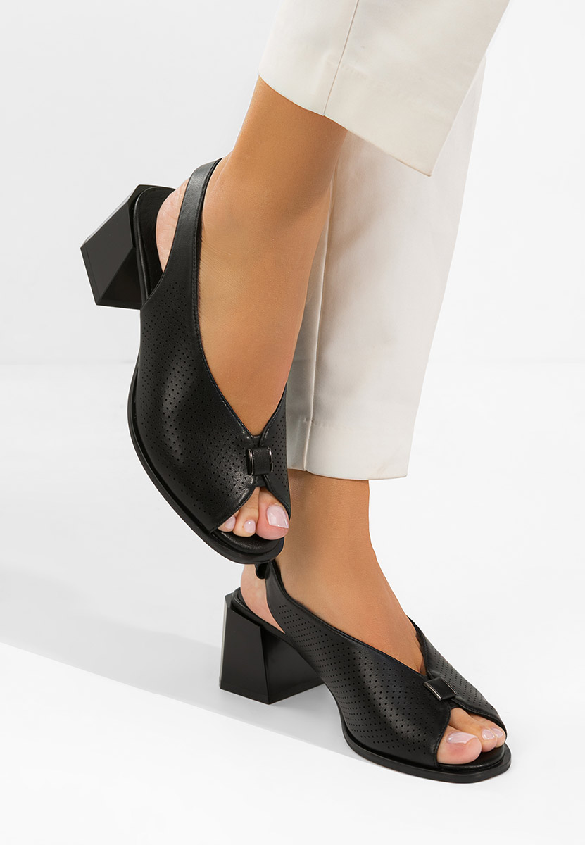 Černé sandály na podpatku Heliena