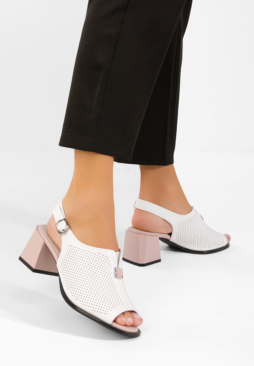 Bílé sandály na podpatku Heliena V2
