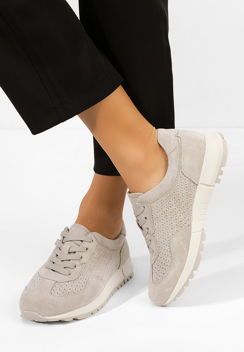 Béžové kožené dámské sneakersy Alanea