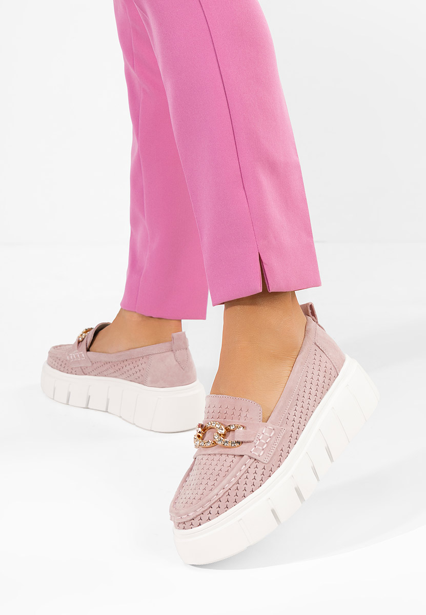 Ružové dámské kožené mokasíny Tryna