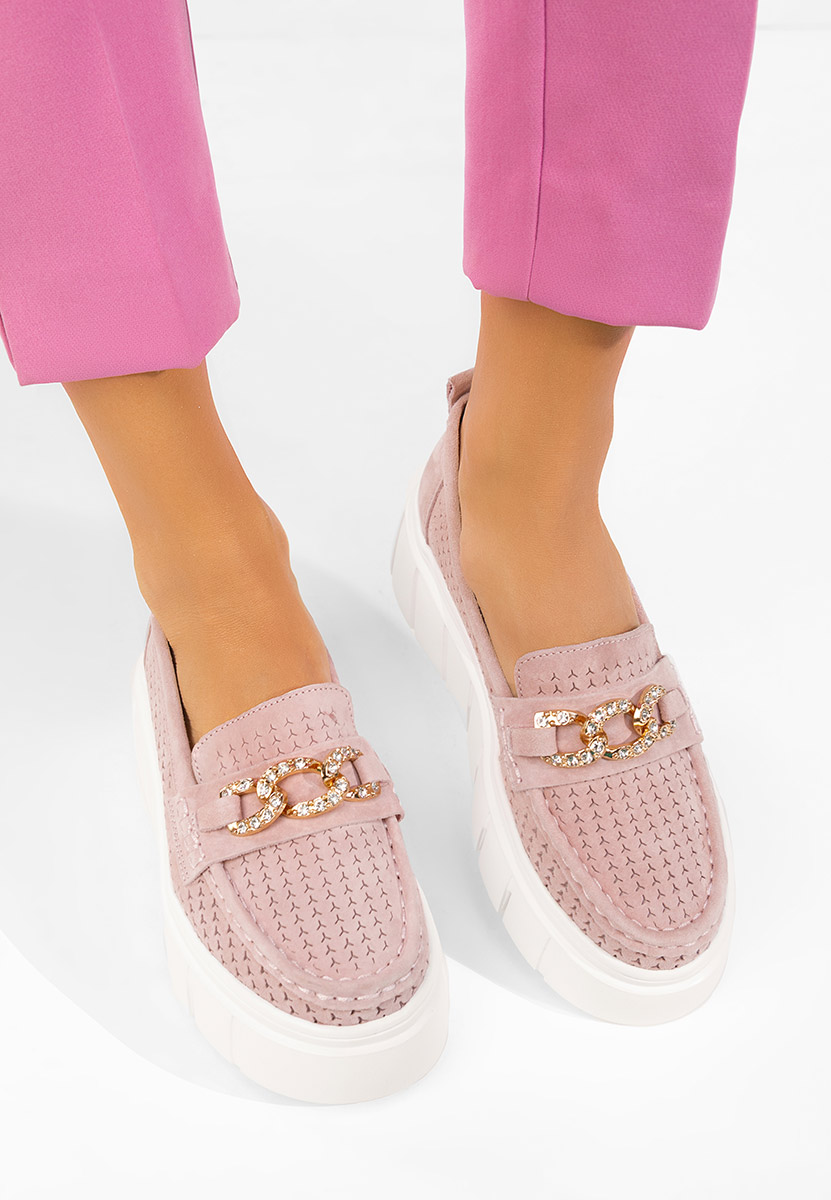 Ružové dámské kožené mokasíny Tryna