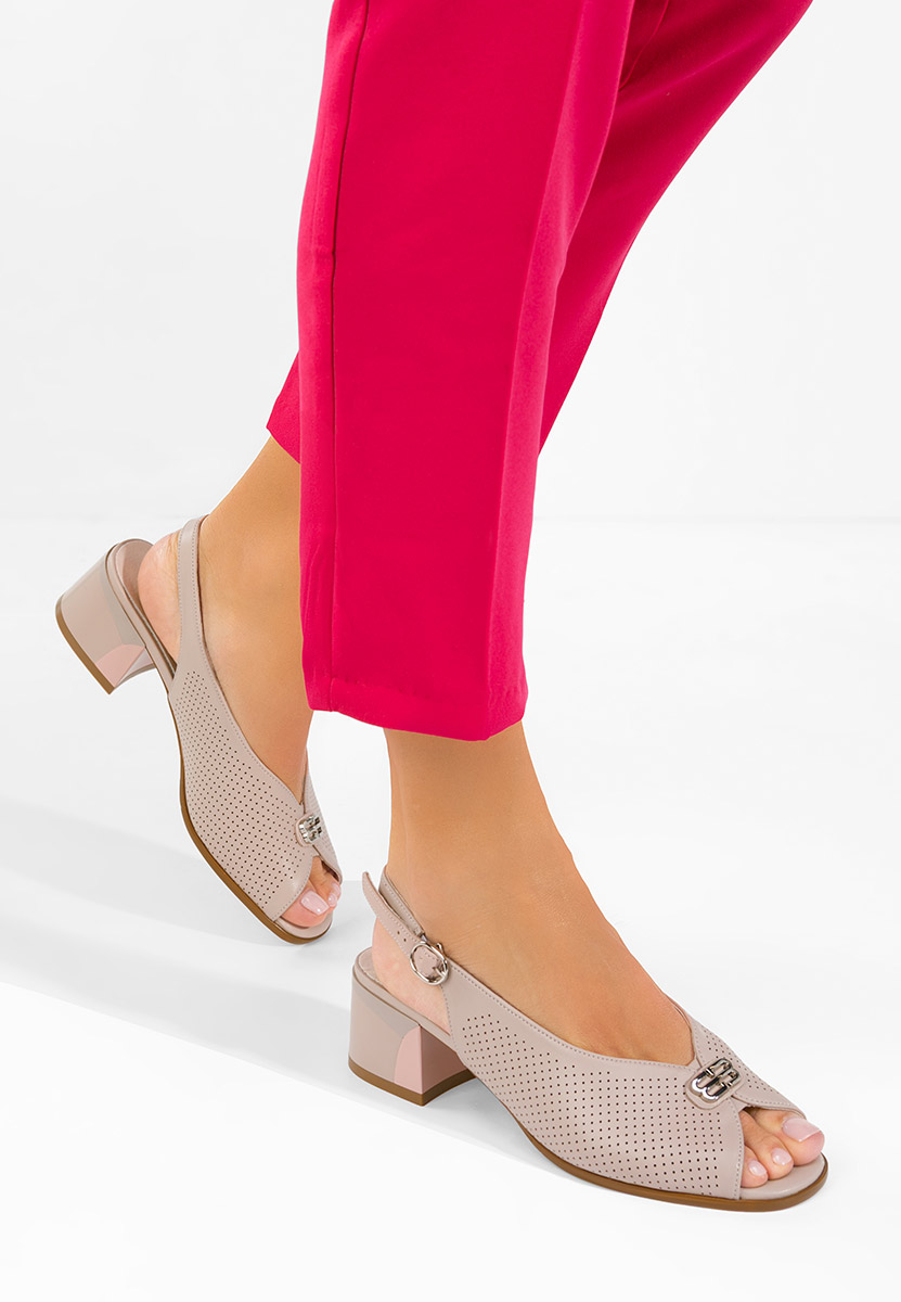 Béžové kožené sandály dámské Rabiela