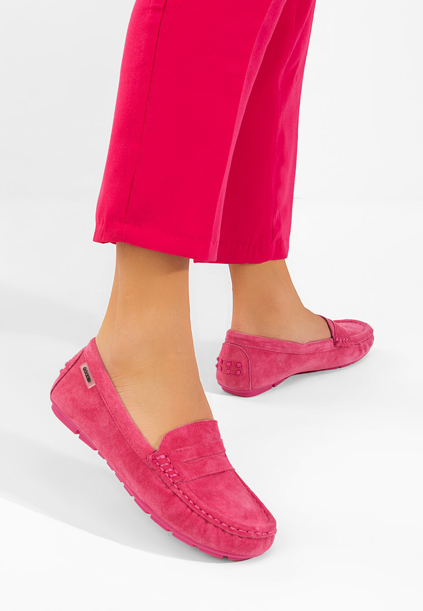Fuchsiové dámské kožené mokasíny Dionesia