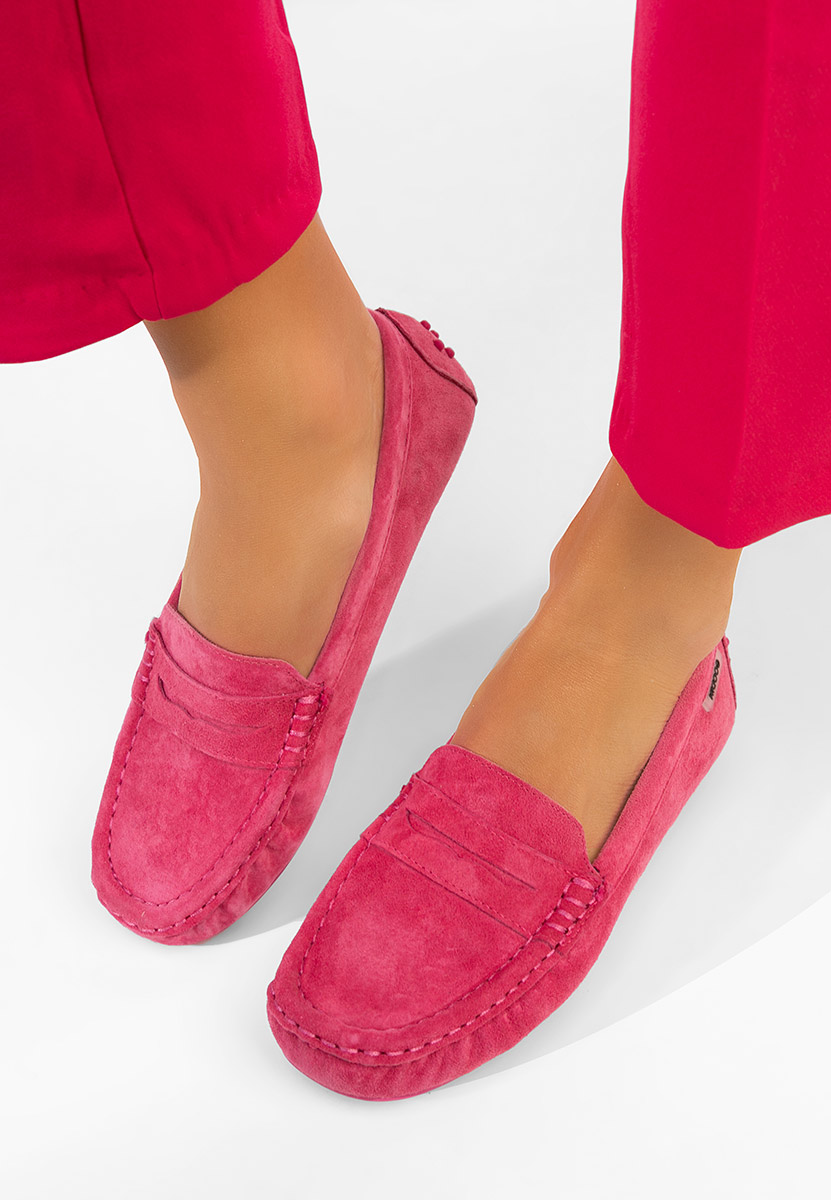 Fuchsiové dámské kožené mokasíny Dionesia