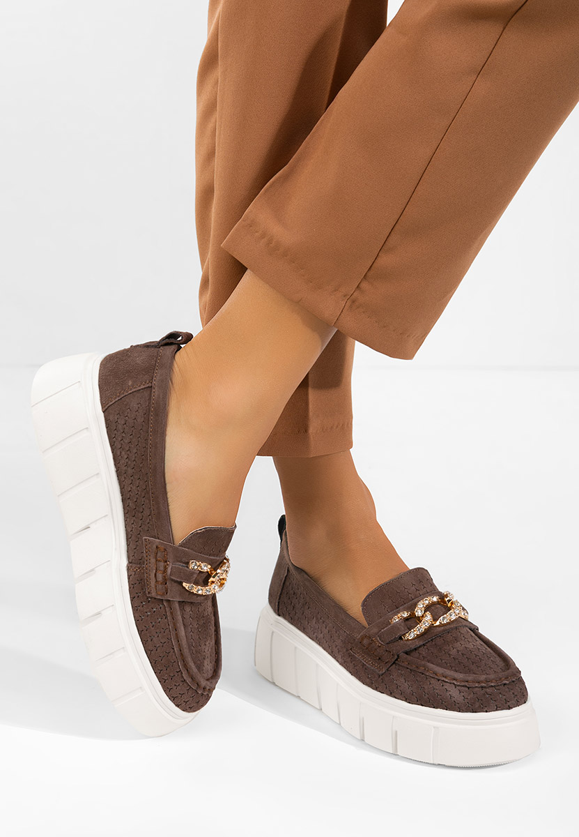 Hnedé dámské kožené mokasíny Tryna