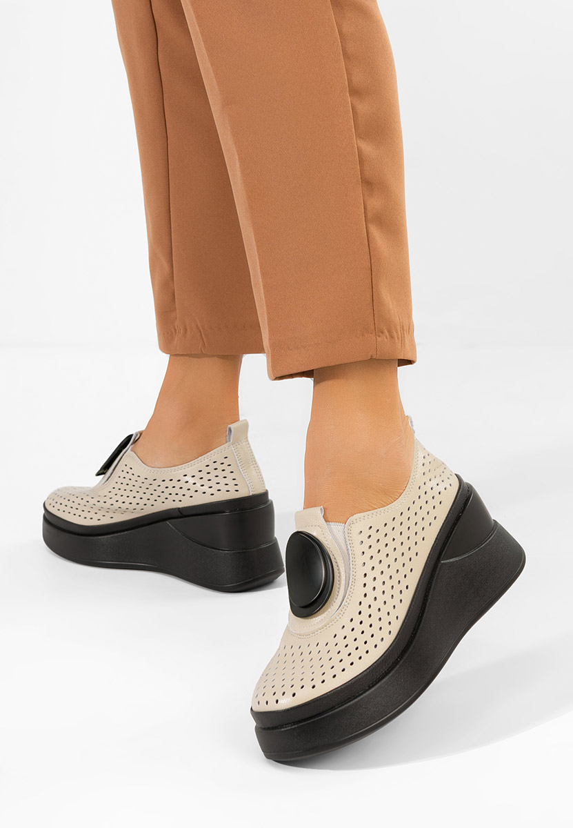 Béžové dámské polobotky na platformě Aleksa