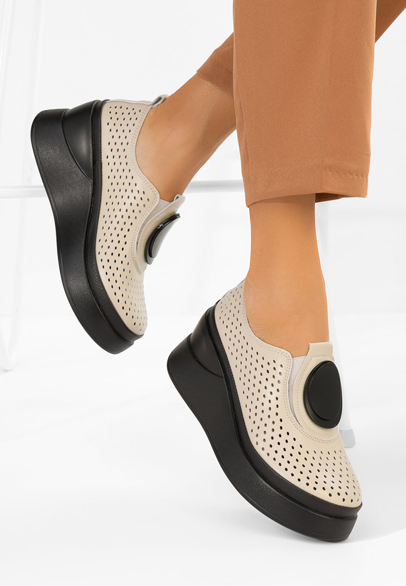 Béžové dámské polobotky na platformě Aleksa