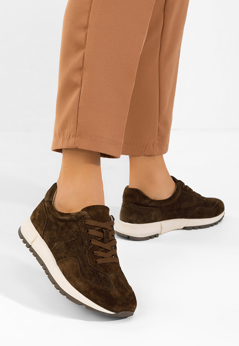 Hnedé kožené dámské sneakersy Alanea