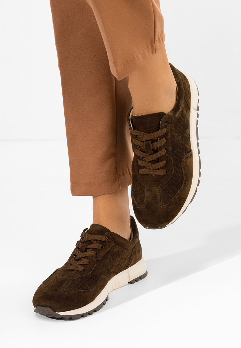 Hnedé kožené dámské sneakersy Alanea