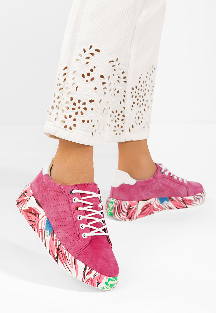 Fuchsiové kožené dámské sneakersy Sandrina