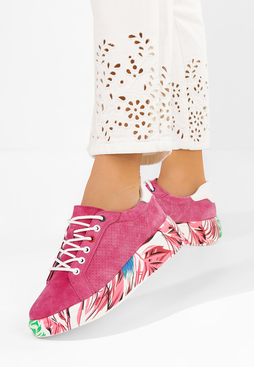 Fuchsiové kožené dámské sneakersy Sandrina