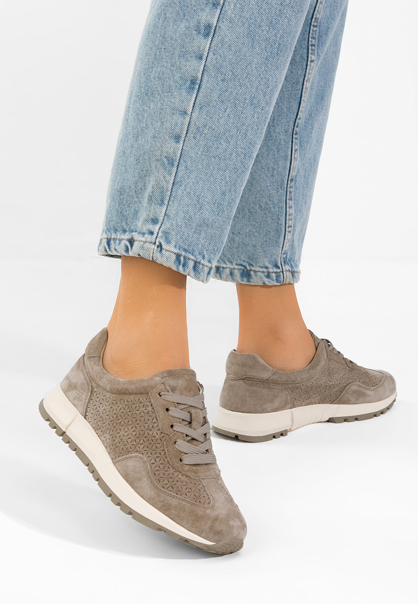 Khaki kožené dámské sneakersy Alanea