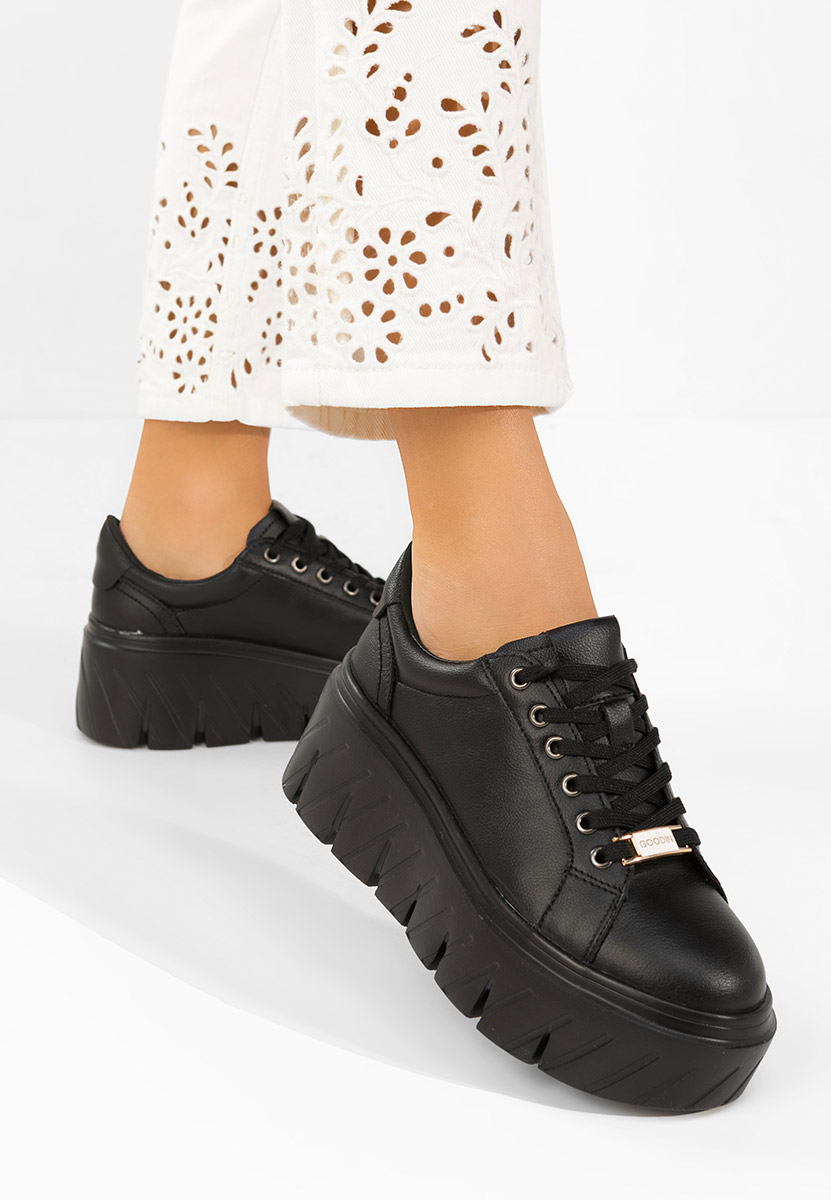 Černé kožené dámské sneakersy Nabashia