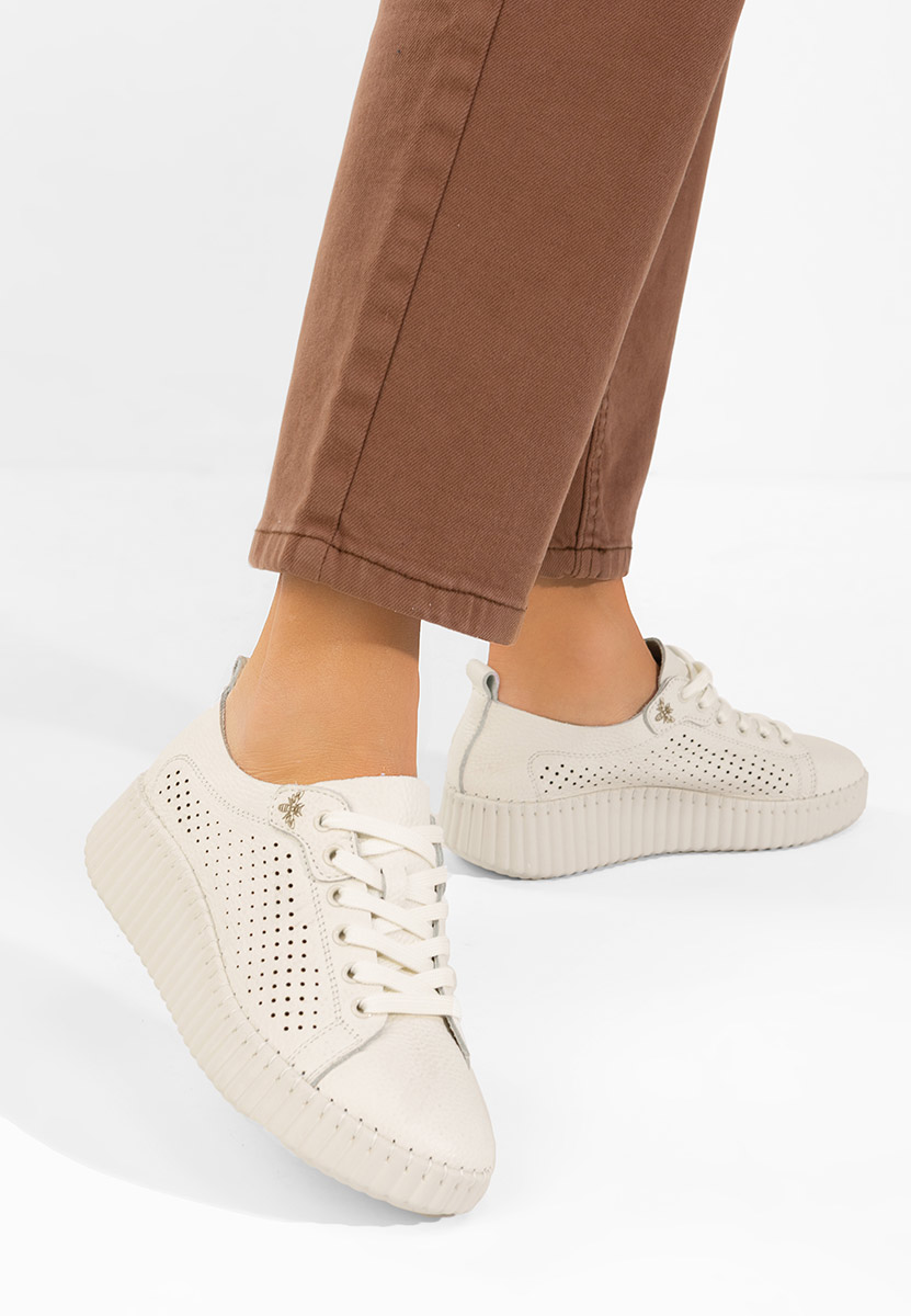 Béžové kožené dámské sneakersy Anaika