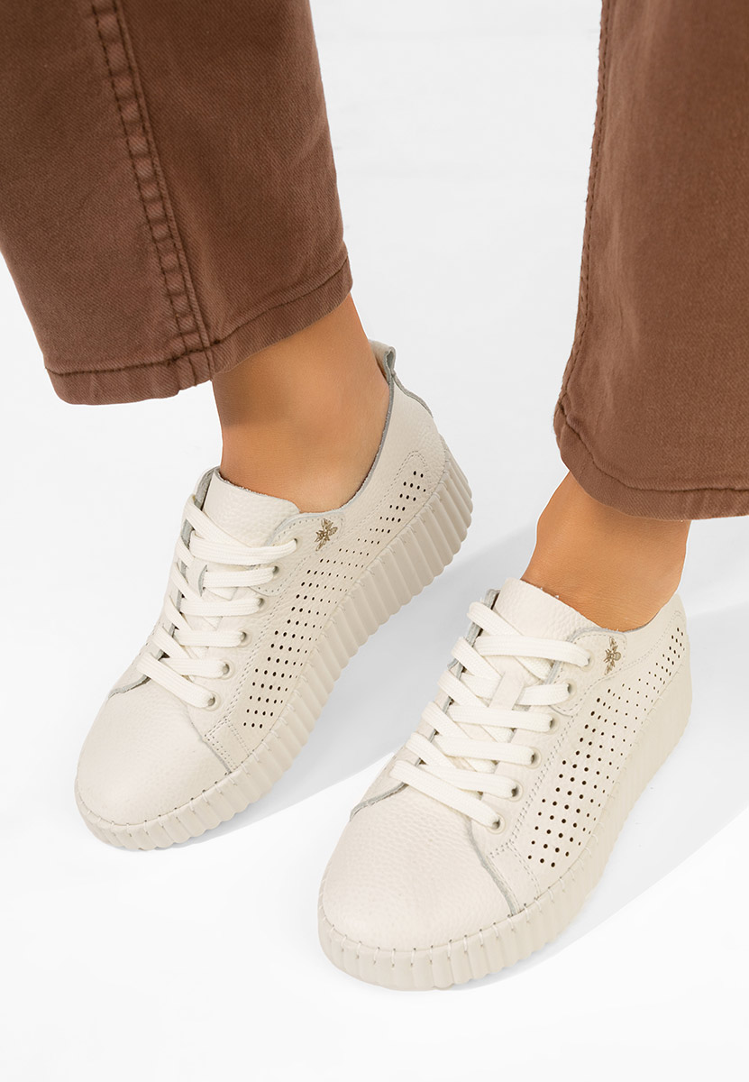 Béžové kožené dámské sneakersy Anaika