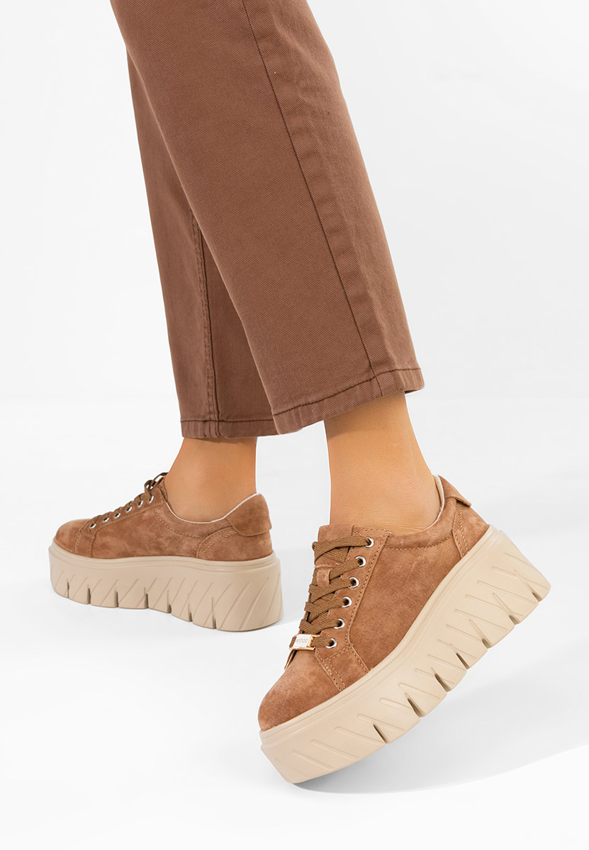 Hnedé kožené dámské sneakersy Nabashia
