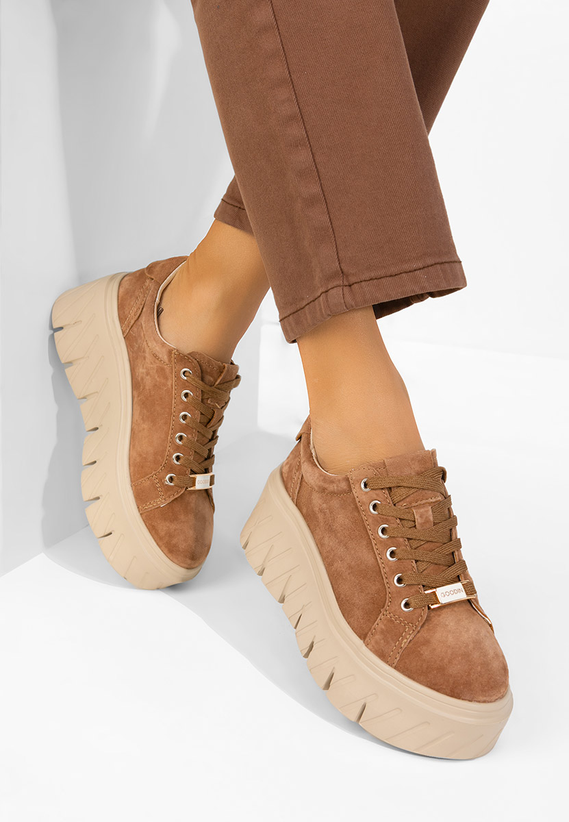 Hnedé kožené dámské sneakersy Nabashia