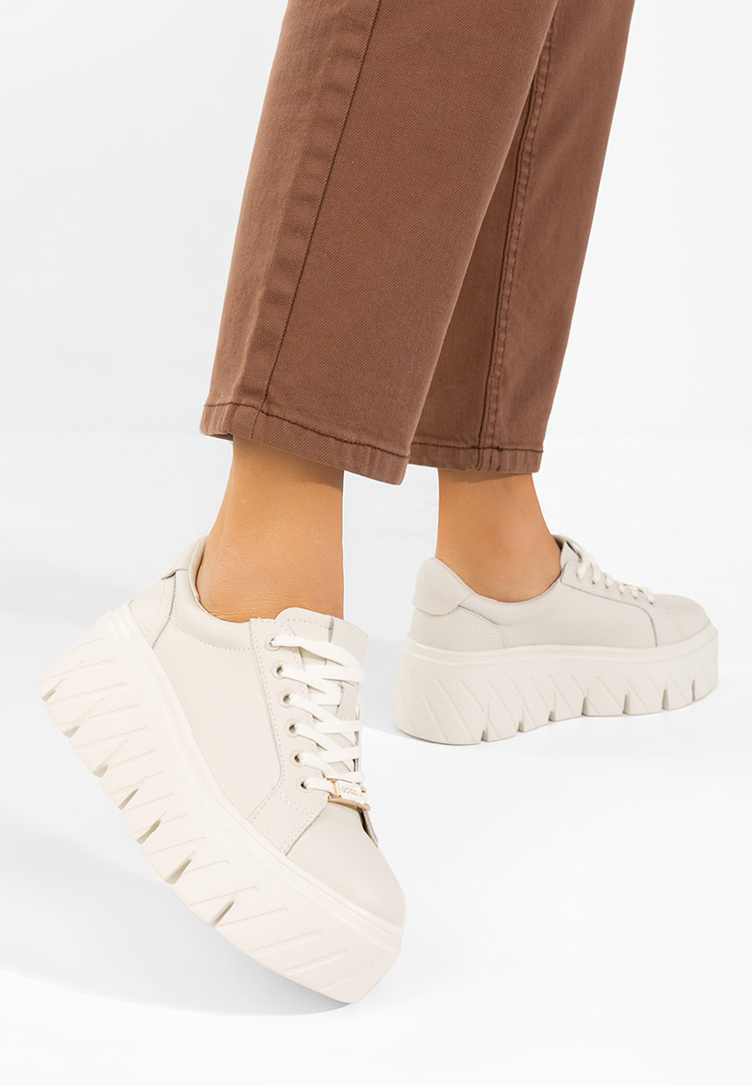 Béžové kožené dámské sneakersy Nabashia V2