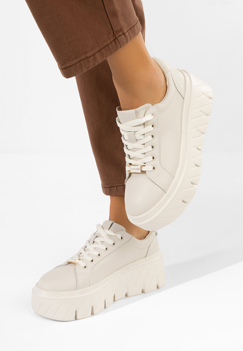 Béžové kožené dámské sneakersy Nabashia V2