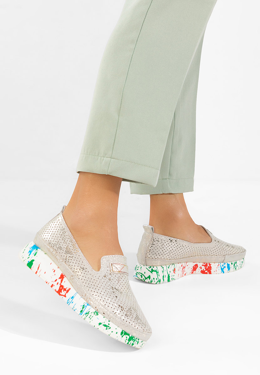 Šedé dámské kožené mokasíny Raffelia