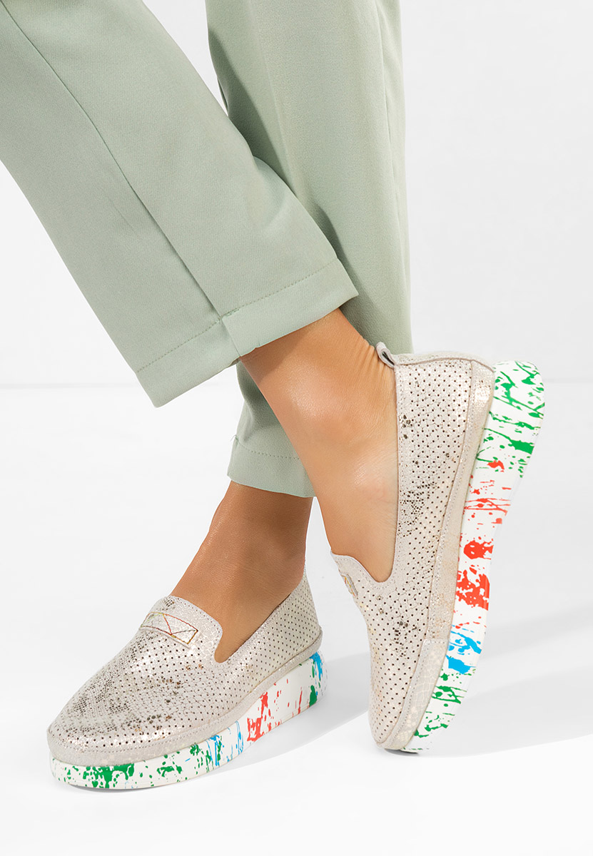 Šedé dámské kožené mokasíny Raffelia