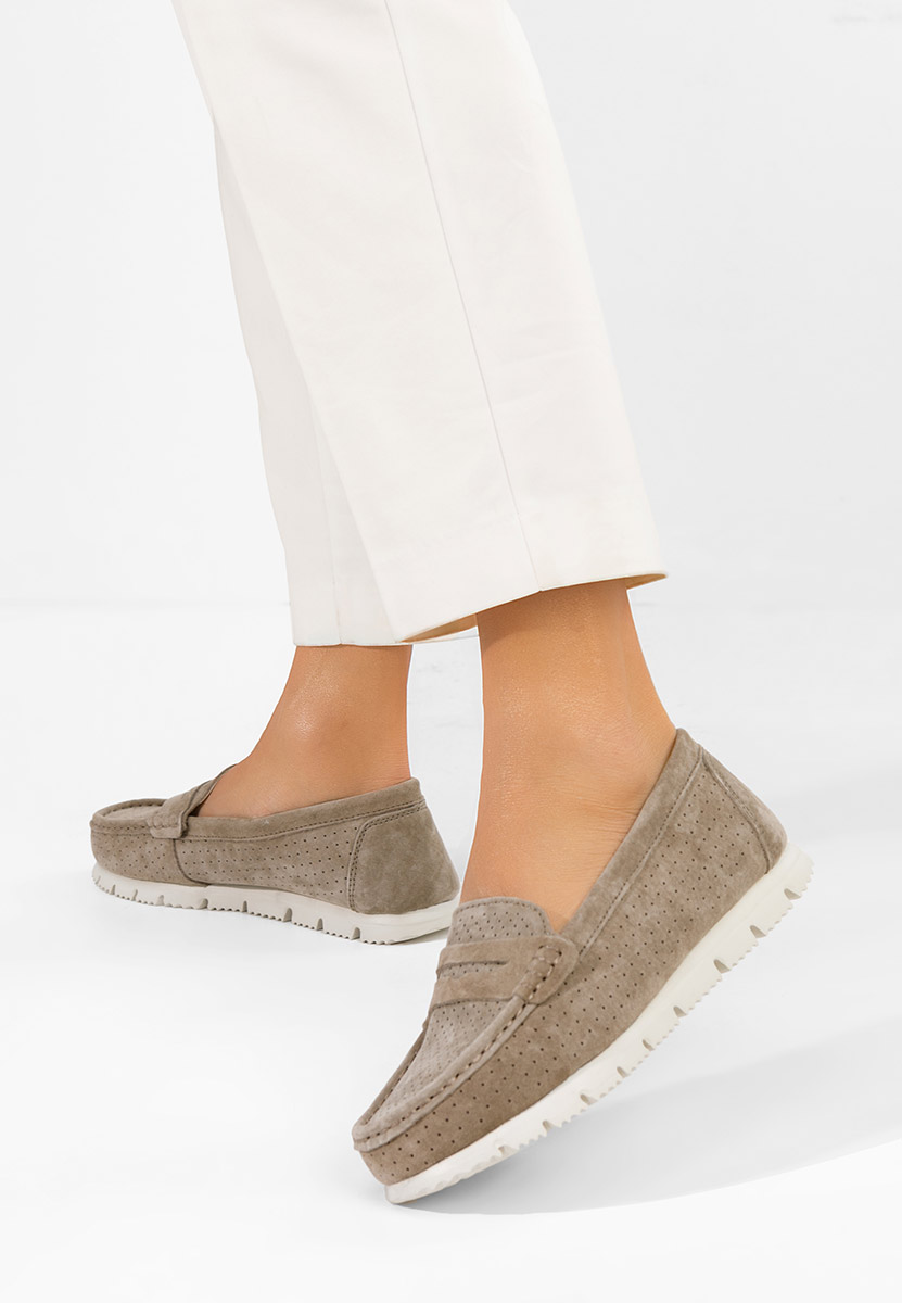 Béžové dámské kožené mokasíny Valerimia V2