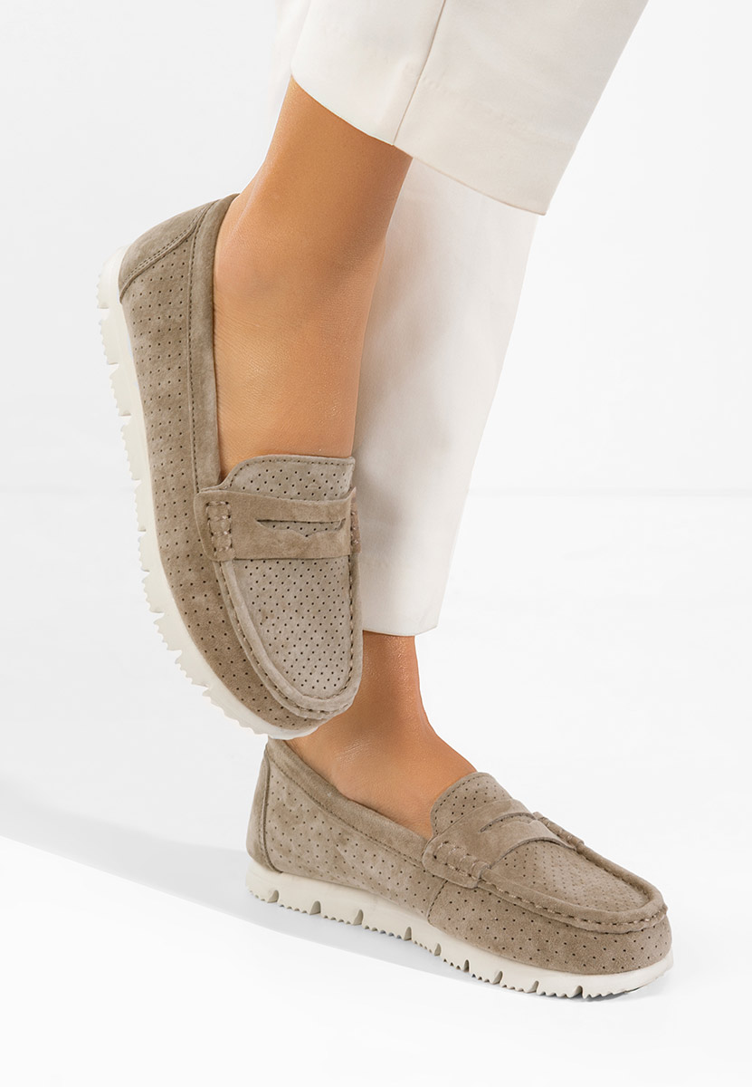 Béžové dámské kožené mokasíny Valerimia V2