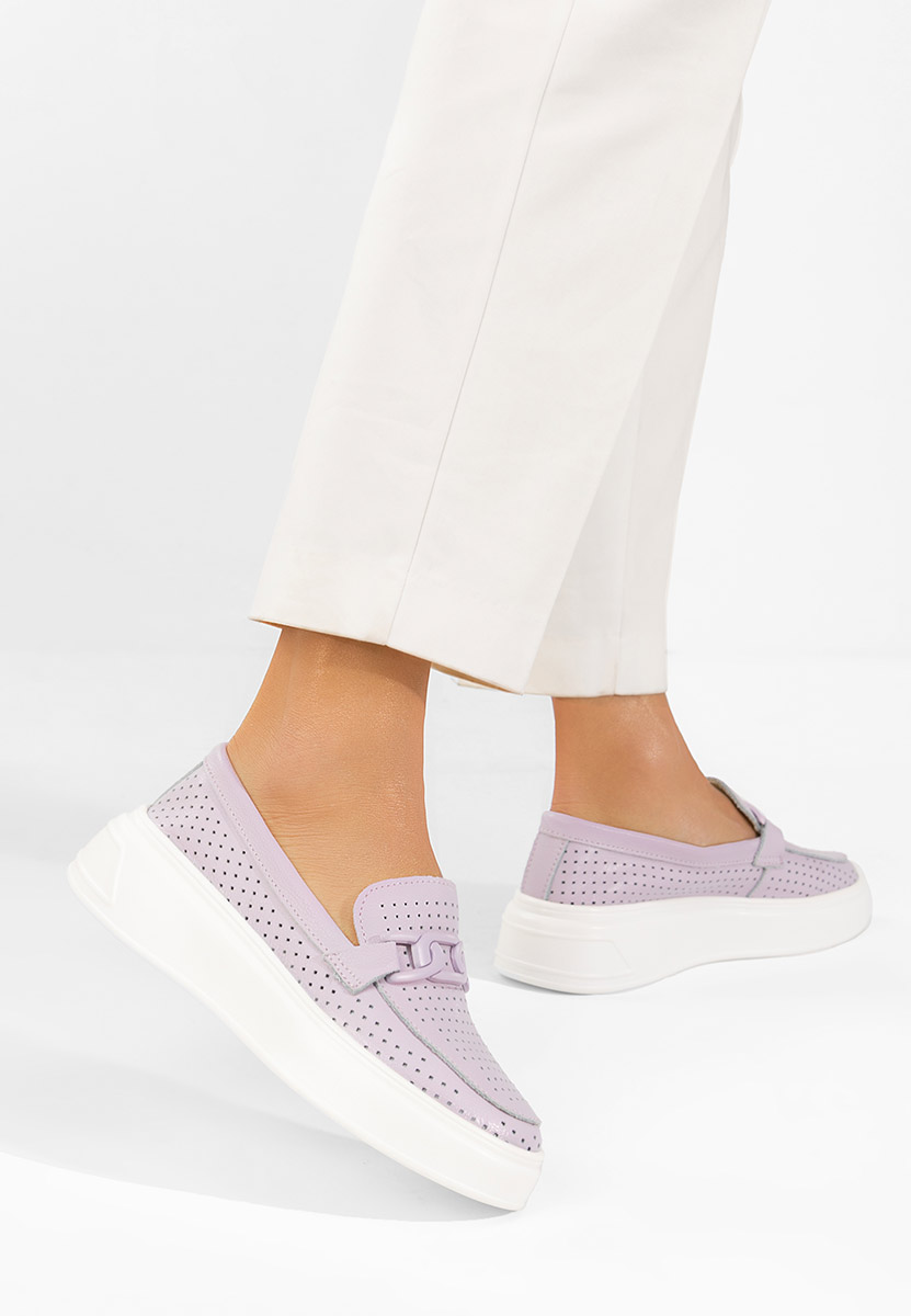 Fialové dámské kožené mokasíny Valerina