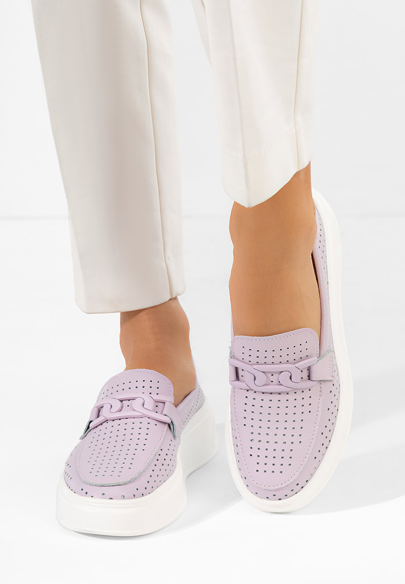 Fialové dámské kožené mokasíny Valerina