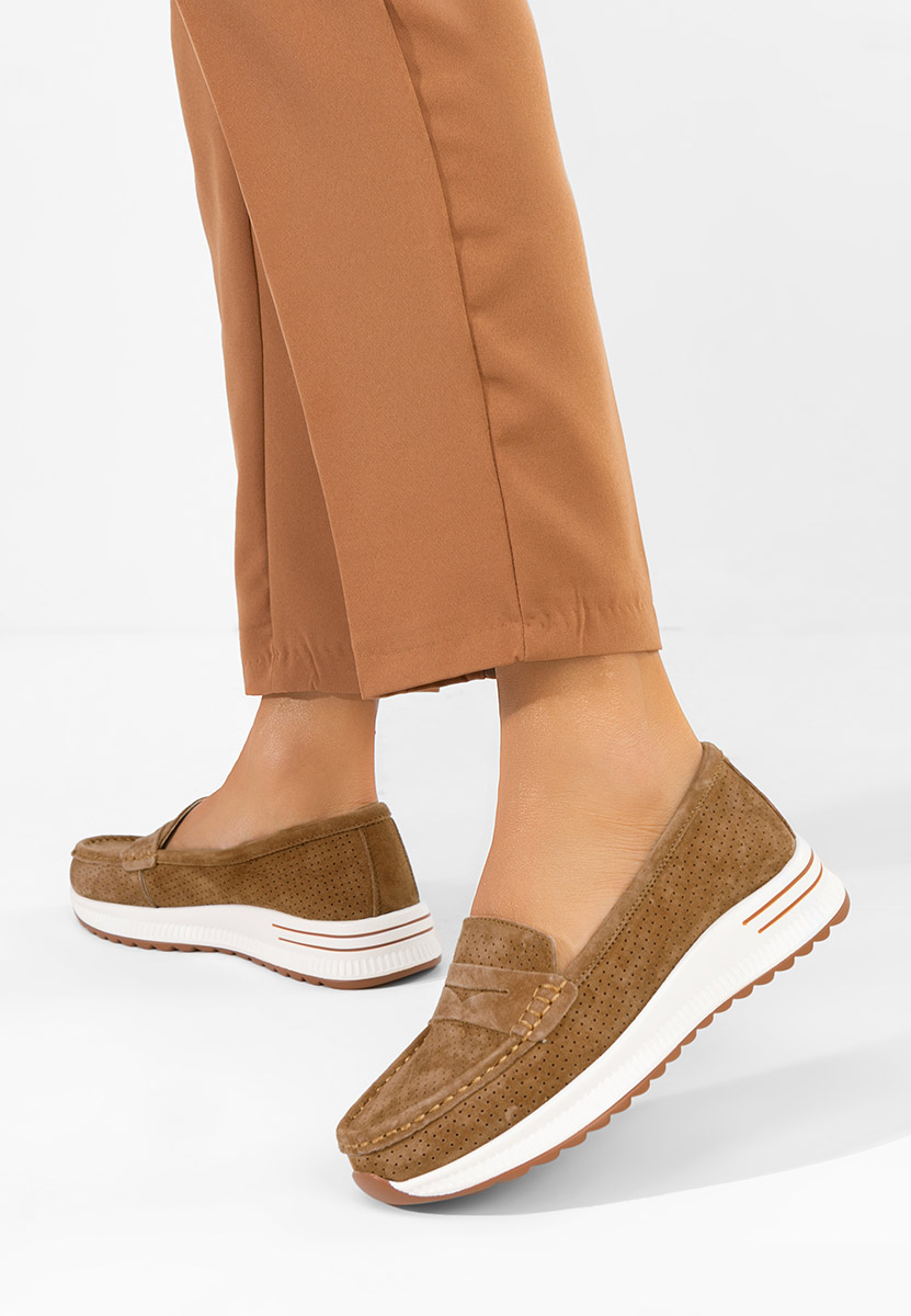 Hnedé dámské kožené mokasíny Seliona