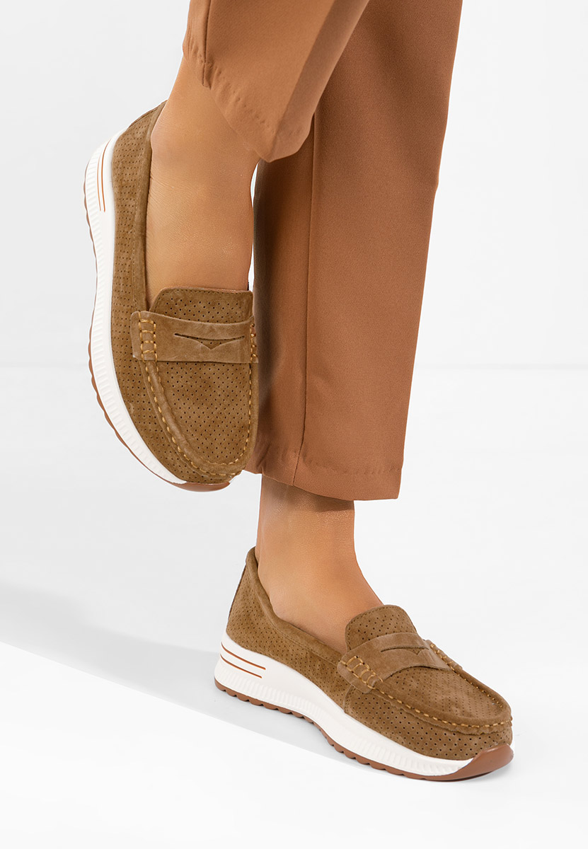 Hnedé dámské kožené mokasíny Seliona