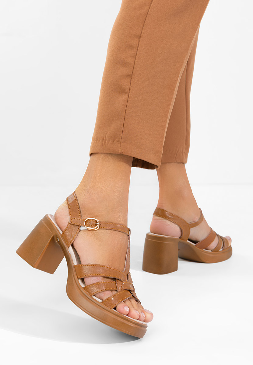 Camelové sandály na podpatku Rafelia