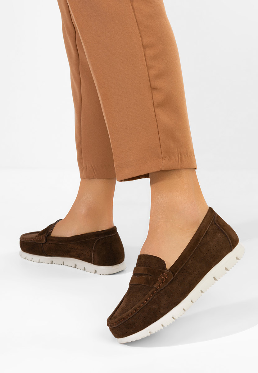 Hnedé dámské kožené mokasíny Valerimia V2