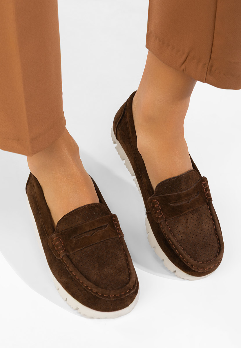 Hnedé dámské kožené mokasíny Valerimia V2