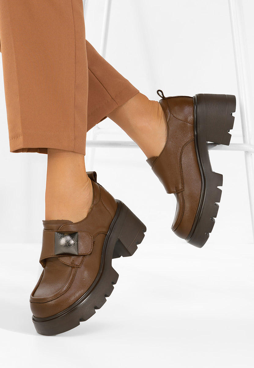 Camelové dámské kožené mokasíny Geolia