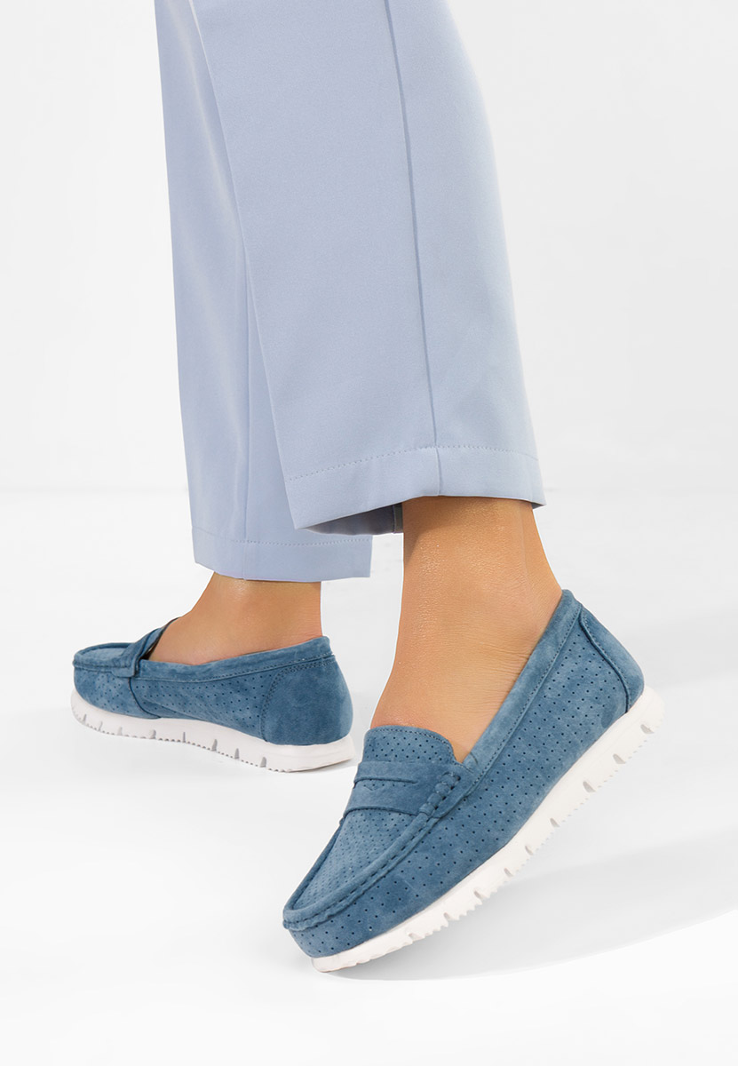 Tmavě modré dámské kožené mokasíny Valerimia