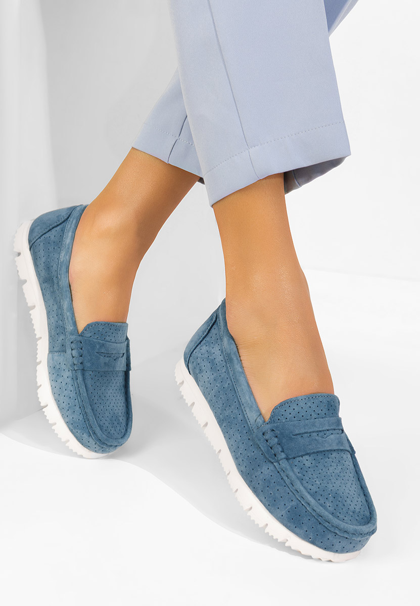 Tmavě modré dámské kožené mokasíny Valerimia