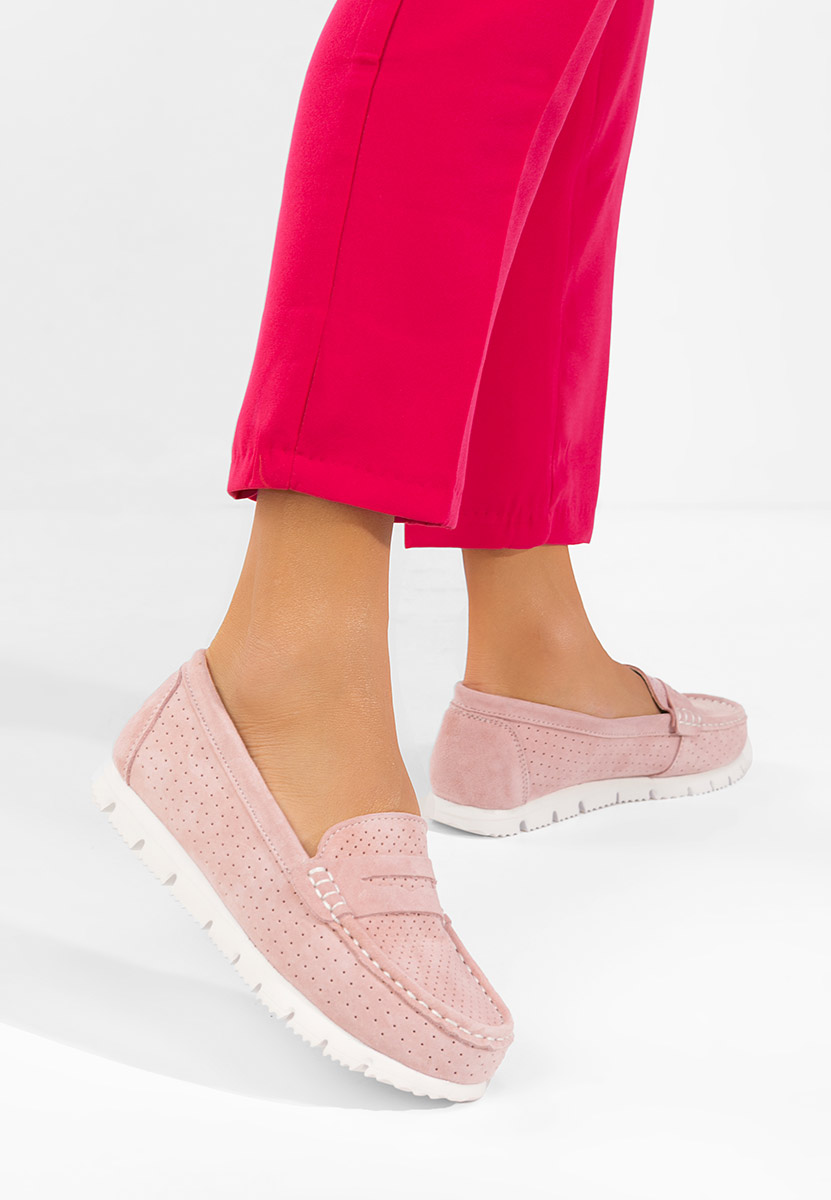 Ružové dámské kožené mokasíny Valerimia