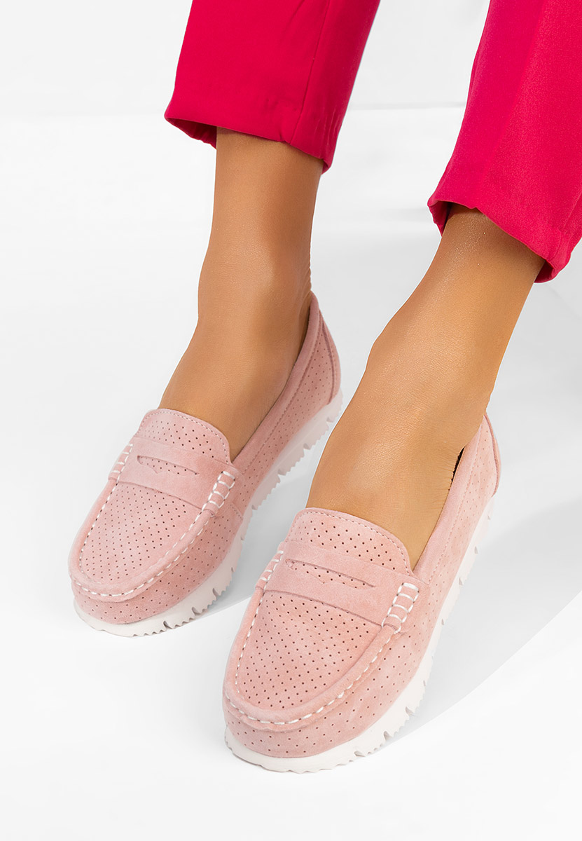 Ružové dámské kožené mokasíny Valerimia