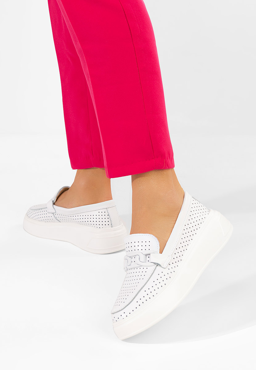 Bílé dámské kožené mokasíny Valerina