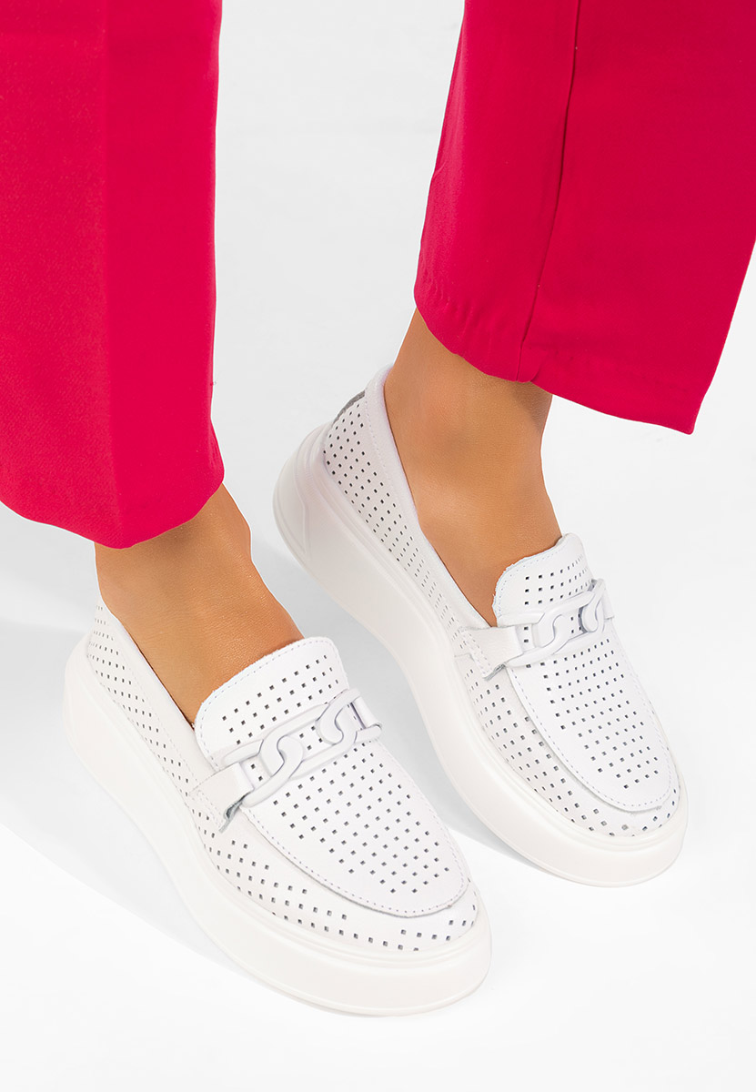 Bílé dámské kožené mokasíny Valerina