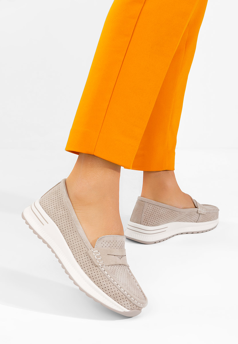 Béžové dámské kožené mokasíny Seliona