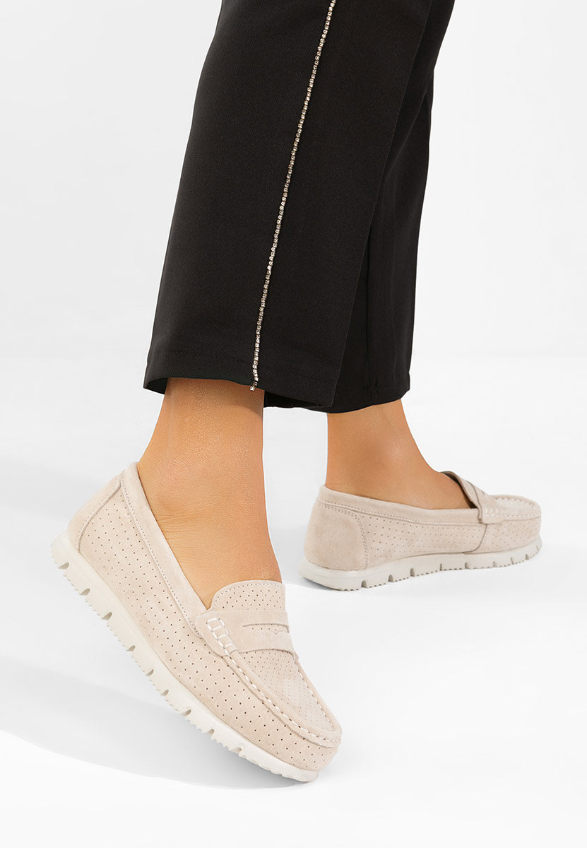 Béžové dámské kožené mokasíny Valerimia