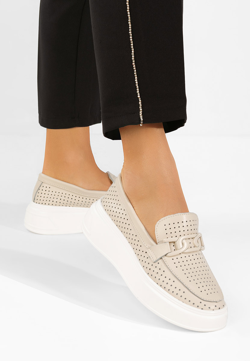 Béžové dámské kožené mokasíny Valerina