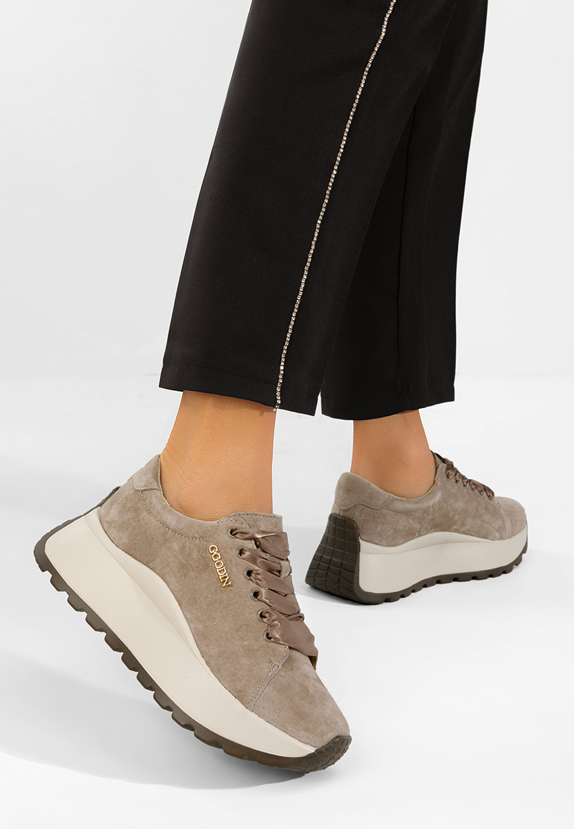 Hnedé kožené dámské sneakersy Gonelia