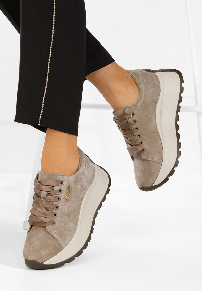 Hnedé kožené dámské sneakersy Gonelia