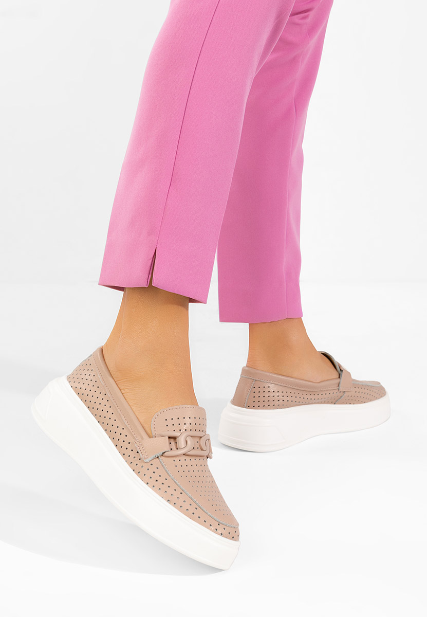 Ružové dámské kožené mokasíny Valerina