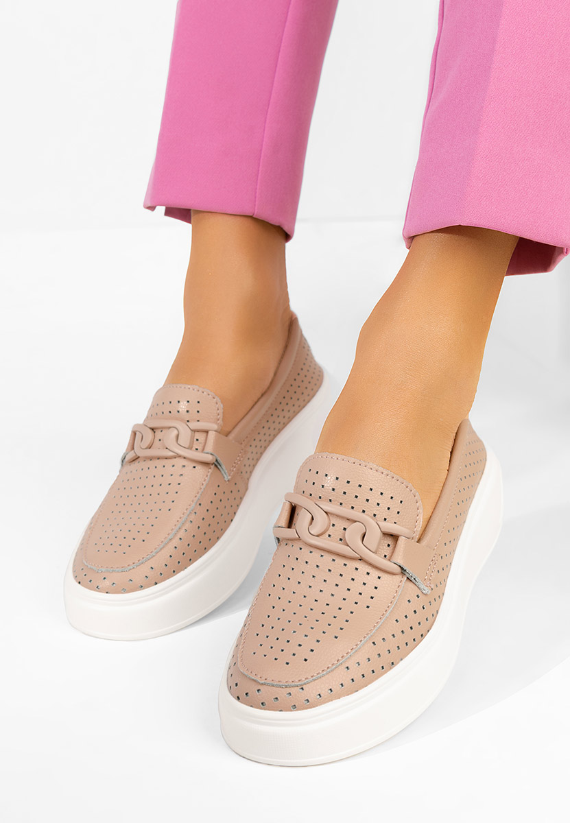 Ružové dámské kožené mokasíny Valerina