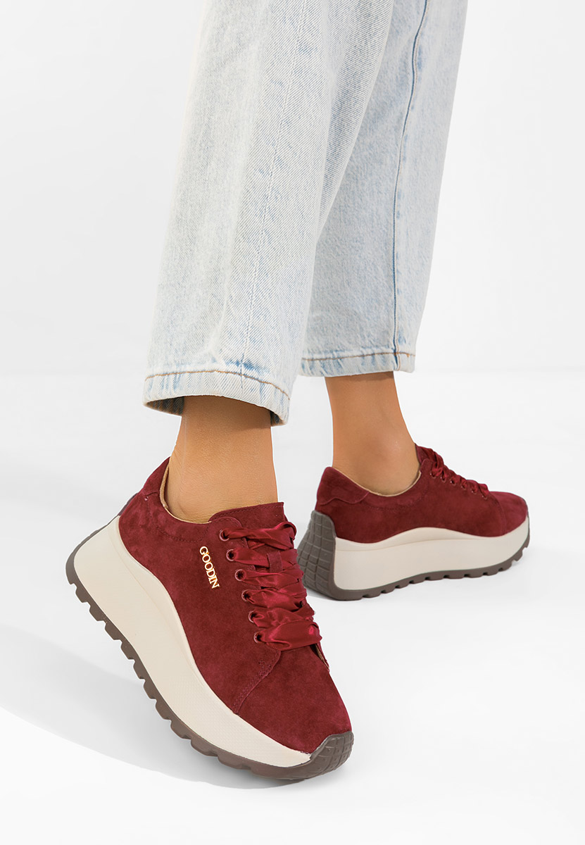 Bordové kožené dámské sneakersy Gonelia