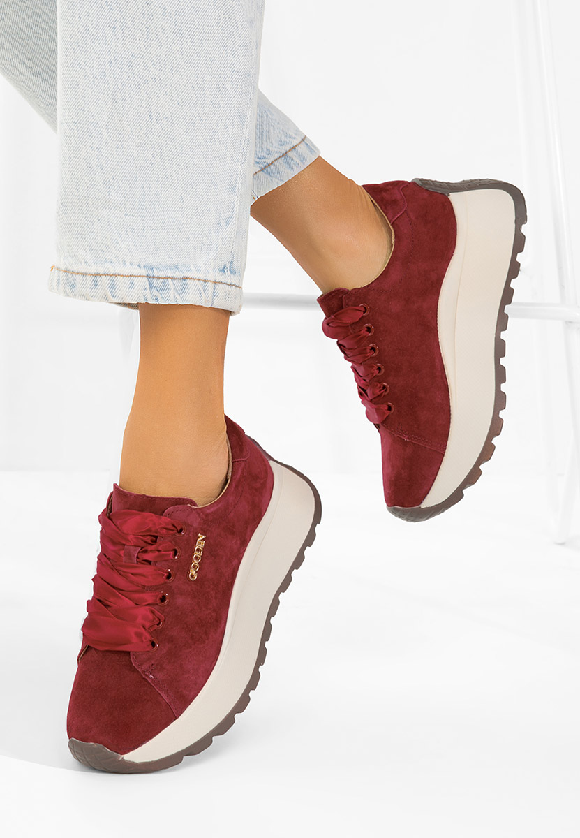 Bordové kožené dámské sneakersy Gonelia